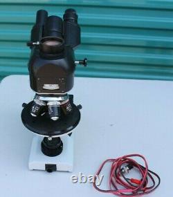 VINTAGE LOMO RUSSIAN MICROSCOPE With 4 LENS OBJECTIVES EAB-40-1 EAB-4-1 A Plan 10