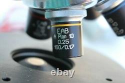 VINTAGE LOMO RUSSIAN MICROSCOPE With 4 LENS OBJECTIVES EAB-40-1 EAB-4-1 A Plan 10