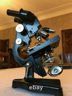 Vintage Ernst Leitz Wetzlar Binocular Microscope, PZO Objective Lenses c1950s
