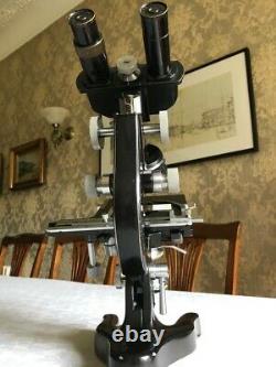 Vintage Ernst Leitz Wetzlar Binocular Microscope, PZO Objective Lenses c1950s