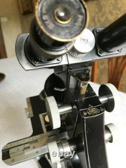 Vintage Ernst Leitz Wetzlar Binocular Microscope, PZO Objective Lenses c1950s