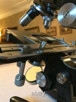 Vintage Ernst Leitz Wetzlar Binocular Microscope, PZO Objective Lenses c1950s