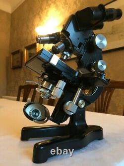 Vintage Ernst Leitz Wetzlar Binocular Microscope, PZO Objective Lenses c1950s