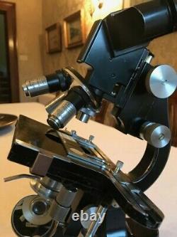 Vintage Ernst Leitz Wetzlar Binocular Microscope, PZO Objective Lenses c1950s