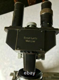 Vintage Ernst Leitz Wetzlar Binocular Microscope, PZO Objective Lenses c1950s