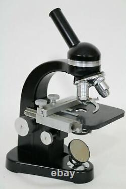 Vintage Ernst Leitz Wetzlar Microscope w 4 Objective Lenses 2 Ocular Case Extras