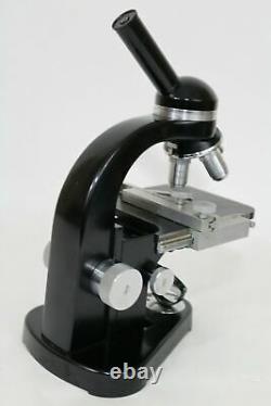 Vintage Ernst Leitz Wetzlar Microscope w 4 Objective Lenses 2 Ocular Case Extras