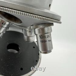 Vtg Reichert Austria Monocular Microscope No. 332237 with 3 Objective Lens 10x40x63 Vtg Reichert Austria Monocular Microscope No. 332237 with 3 Objective Lens 10x40x63