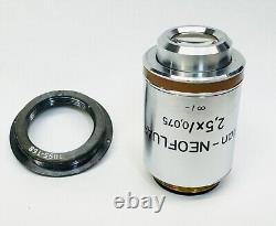 ZEISS Plan Neofluar 2.5X/0.075 Microscope Objective Lens RMS Plus M27 Adapter