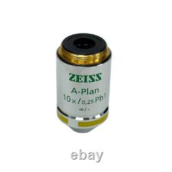 Zeiss A-Plan 10x/0.25 Ph1 Microscope Objective Lens 44 10 31 Infinity/