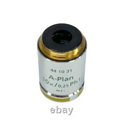 Zeiss A-Plan 10x/0.25 Ph1 Microscope Objective Lens 44 10 31 Infinity/