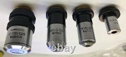 Zeiss Microscope OBJECTIVE SET of FOUR in MINT Condition aus Jena lens lenses #A