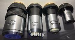 Zeiss Microscope OBJECTIVE SET of FOUR in MINT Condition aus Jena lens lenses #A