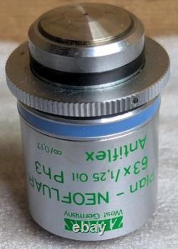 Zeiss Plan Neofluar 63x 1.25 Oil Ph3 Antiflex 440469 Microscope Objective Lens