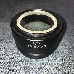 Zeiss Stereozoom Microscope Objective Lens 2.0x 455028 Stemi 50mm Threads