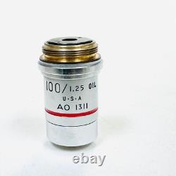 AO 1311 100/1.25 0IL PLAN ACHRO Lentille d'objectif de microscope Fabriquée aux États-Unis