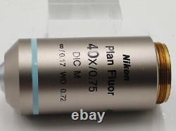 Ancien objectif de microscope NIKON PLAN FLUOR 40X/0.75 DIC M WD 0.72 M25 28080