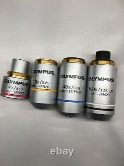 Ensemble De 4 Objectifs Infinis Olympus Microscope Rms Fil Pour Cx22 Cx23