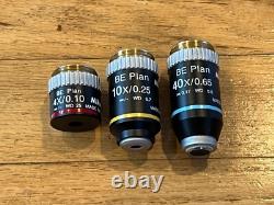 Ensemble d'objectifs de microscope Nikon BE Plan 4x 10x 40x de 3 lentilles propres