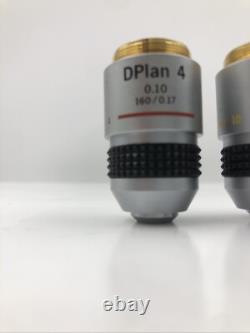 Ensemble de 4 objectifs de microscope Olympus DPlan 4, 10, 40, 100