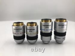 Ensemble de 4 objectifs de microscope Olympus DPlan 4, 10, 40, 100