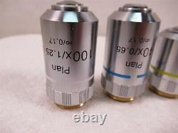 Jeu de 4 lentilles d'objectif pour microscope Micros: 100x, 40x, 10x, 4x