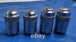 LOT de 4 x OBJECTIFS DE MICROSCOPE LEITZ EF 40X. 65 & 10X. 25 519762 519760