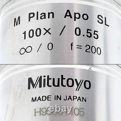 La lentille d'objectif Mitutoyo M Plan Apo SL 100X /0.55 f=200 du microscope présente des dommages.