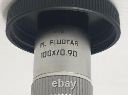 Leica Pl Fluotar 100x/0,90? /0 Microscope Objectif Lentille Utilisée En Bonne Forme