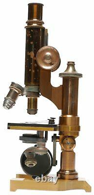 Leitz New York Microscope Laiton Vintage 3 Lentilles Objectives Rares