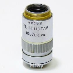 Leitz Wetzlar Pl Fluotar 100/1.32 Oil 160/0.17 Microscope Objectif Objectif Objectif 519847