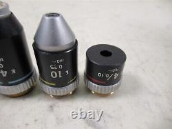Lot De 4 Véritables Objectifs Nikon Microscope Alphaphot Ys 100x 40x 10x 4x