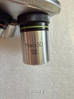Lot d’objectifs de microscope Olympus Neo10 Neo20 Neo40 Neo50 avec tourelle