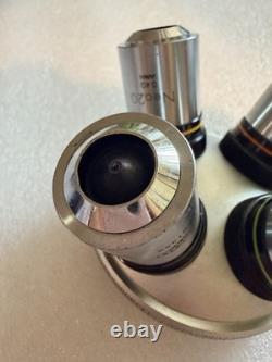 Lot d’objectifs de microscope Olympus Neo10 Neo20 Neo40 Neo50 avec tourelle