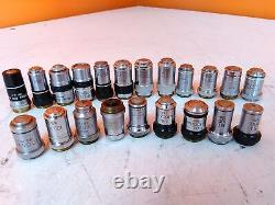 Lot de 21 objectifs de microscope assortis 97X 100X AS-IS