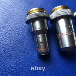 Lot de 4 objectifs de contraste PHACO Leitz Wetzlar pour microscope / Lentilles