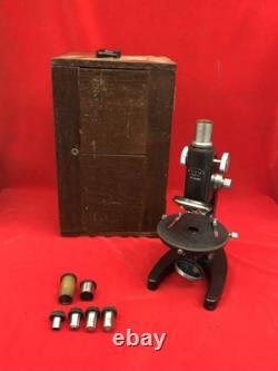 Microscope TIYODA TOKYO avec boîte en bois, oculaire B 7X/15X, lentille objectif 3/10 0