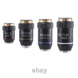Microscope biologique 195 objectif achromatique 4X 10X 20X 40X 60X 100X