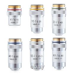 Microscope biologique 195 objectif achromatique 4X 10X 20X 40X 60X 100X