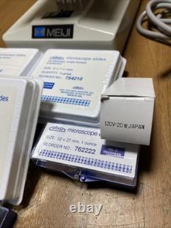 Microscope monoculaire Meiji avec 3 objectifs 4X 10X 40X NEUF ! Japon