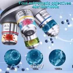 Microscope trinoculaire composé 40X-5000X de grossissement, de qualité recherche professionnelle