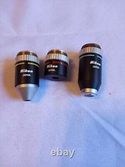 Nikon 4/0.1 160/-, 40/0.65 160/0.17, 10/0.25 160/-, Lentille d'objectif de microscope