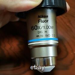 Nikon Éclipse Microscope Objectif Fluor 60x /1.00w DIC H /0 Wd2 M25 Fil