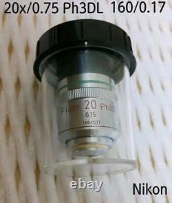 Nikon Microscope Objectif Lentille Fluor 20 Ph3dl 0.75 160/0,17 452381 Au Japon