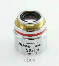 Nikon Plan Fc 5x/0.13 / 0 Epi Microscope Objectif Wd 22,5mm & Adaptateur Corps