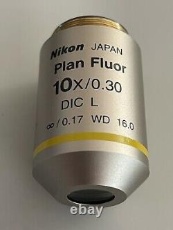 Nikon Plan Fluor 10x/0.30 Opn25 DIC L/n1 Mrh00101 Objectif Du Microscope