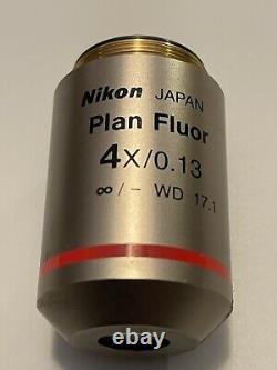 Nikon Plan Fluor 4x/0.13 Wd 17.1 Objectif Du Microscope Cfi
