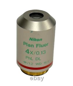 Nikon Plan Fluor PhL DL 4X/0.13 ? /1.2 WD 16.5 Objectif de microscope Japon