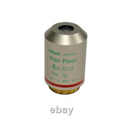 Nikon Plan Fluor PhL DL 4X/0.13 ? /1.2 WD 16.5 Objectif de microscope Japon