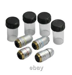 Nouveaux ensembles de lentilles objectives de microscope achromatiques DIN Plan 4X 10X 40X 100X FotoHigh